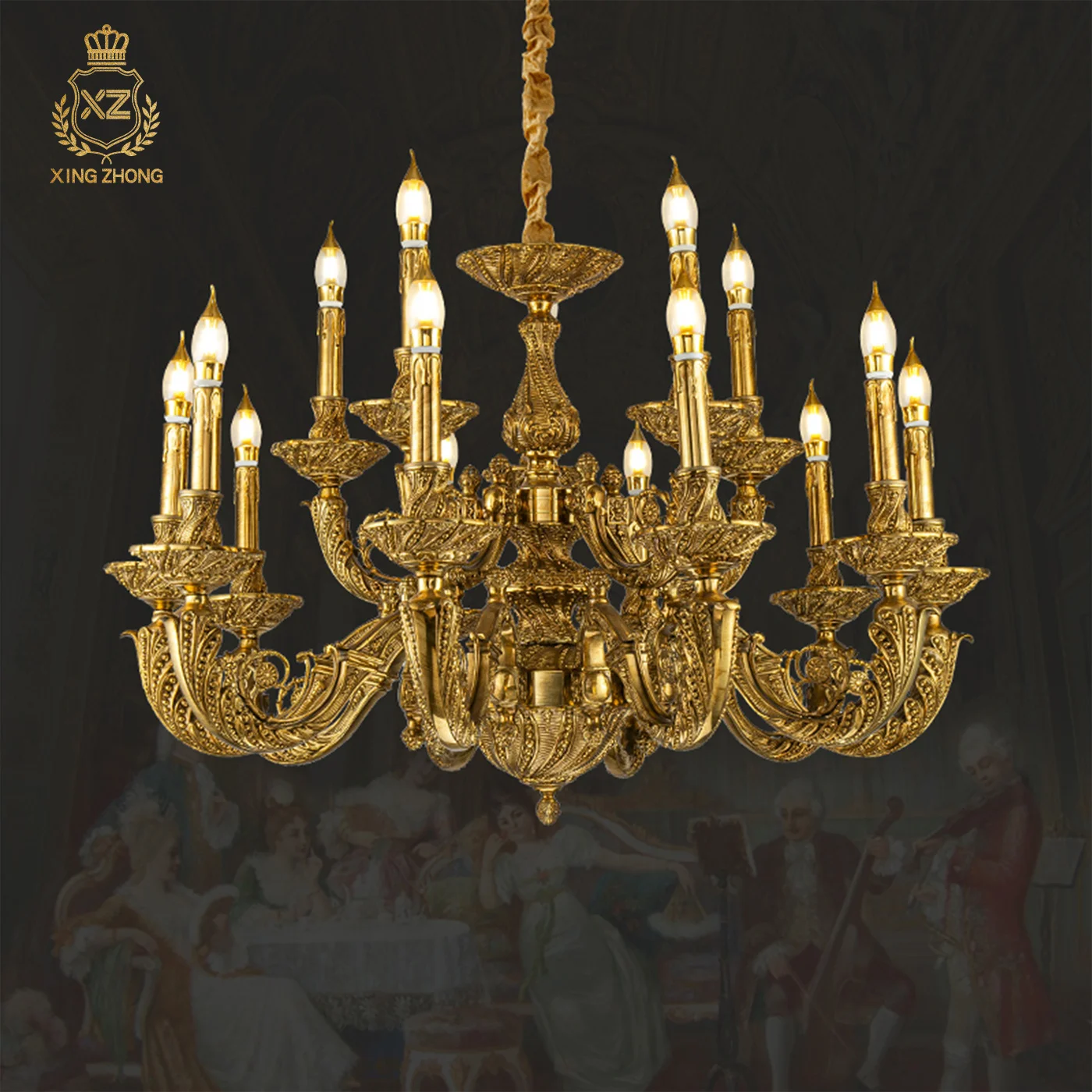 European Mid Century Indoor Decor Living Room Dining Room Brass Chandelier Retro Apartment Loft Aesthetic Candle Pendant Lamp