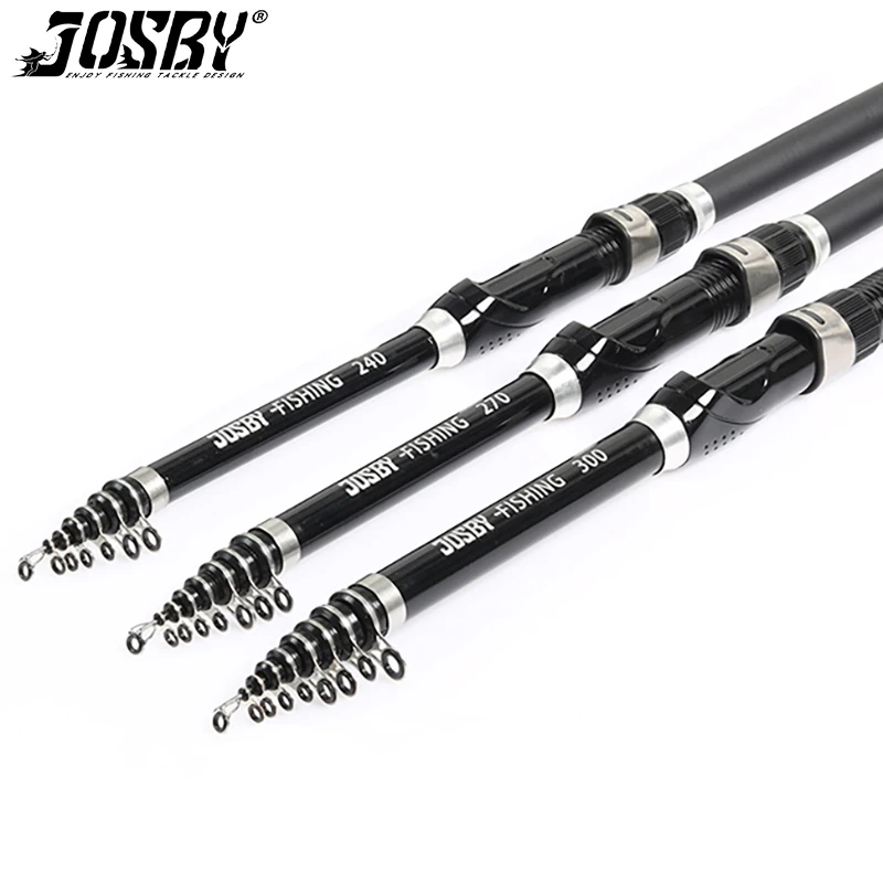 เบ็ดตกปลาแบบพกพาทำจากคาร์บอนไฟเบอร์แบบหมุนเบ็ดตกปลาได้คันเบ็ดตกปลาขนาด1.5ม. 1.8ม. 2.1ม.-3.0ม. รอกทนทาน