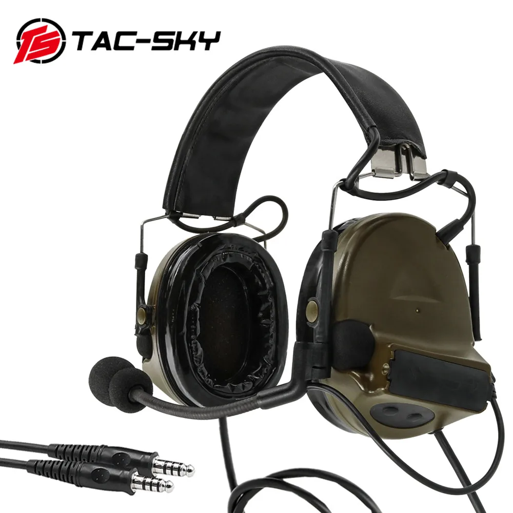 TAC-SKY Dual Communication COMTAC II Tactical Headset Air Gun Sports Hunting  Noise Cancelling Pickup Hearing Protection Headset