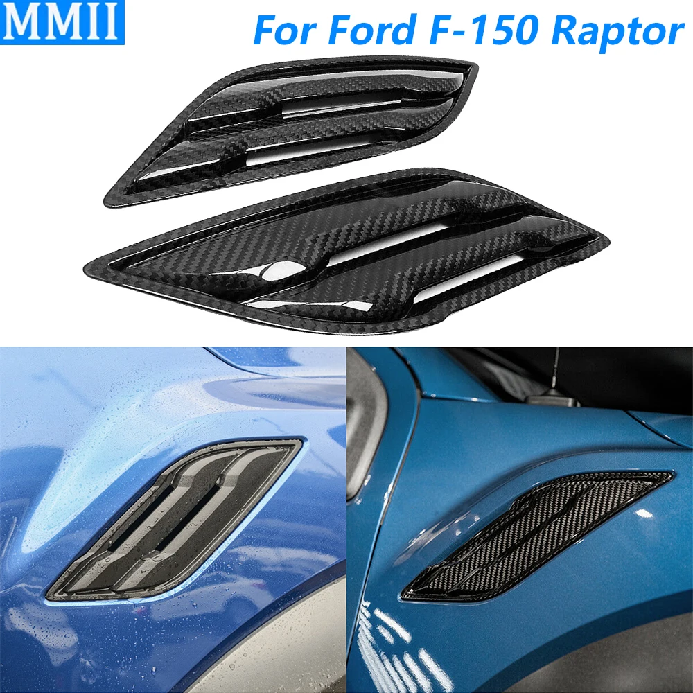 For Ford F-150 Raptor 2015-2020 Real Carbon Fiber Side Body Fender Splitter Air Vent Outlet Cover Car Modification Accessories