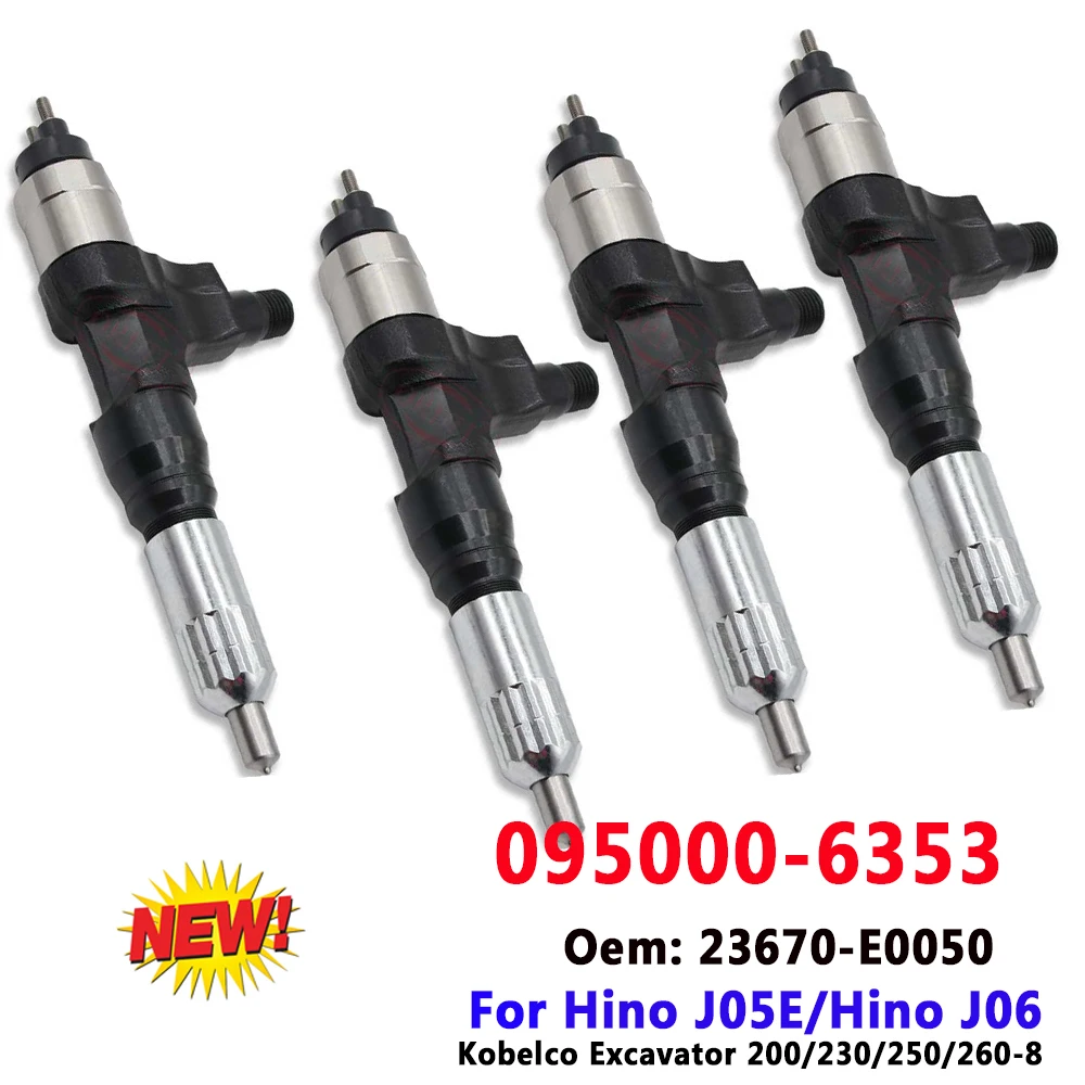 

ORLTL 4 Pieces 095000-6353 (23670-E0050) Diesel Injector 095000-6351 095000-635# Nozzle For Hino J05E/Hino Kobelco Excavator