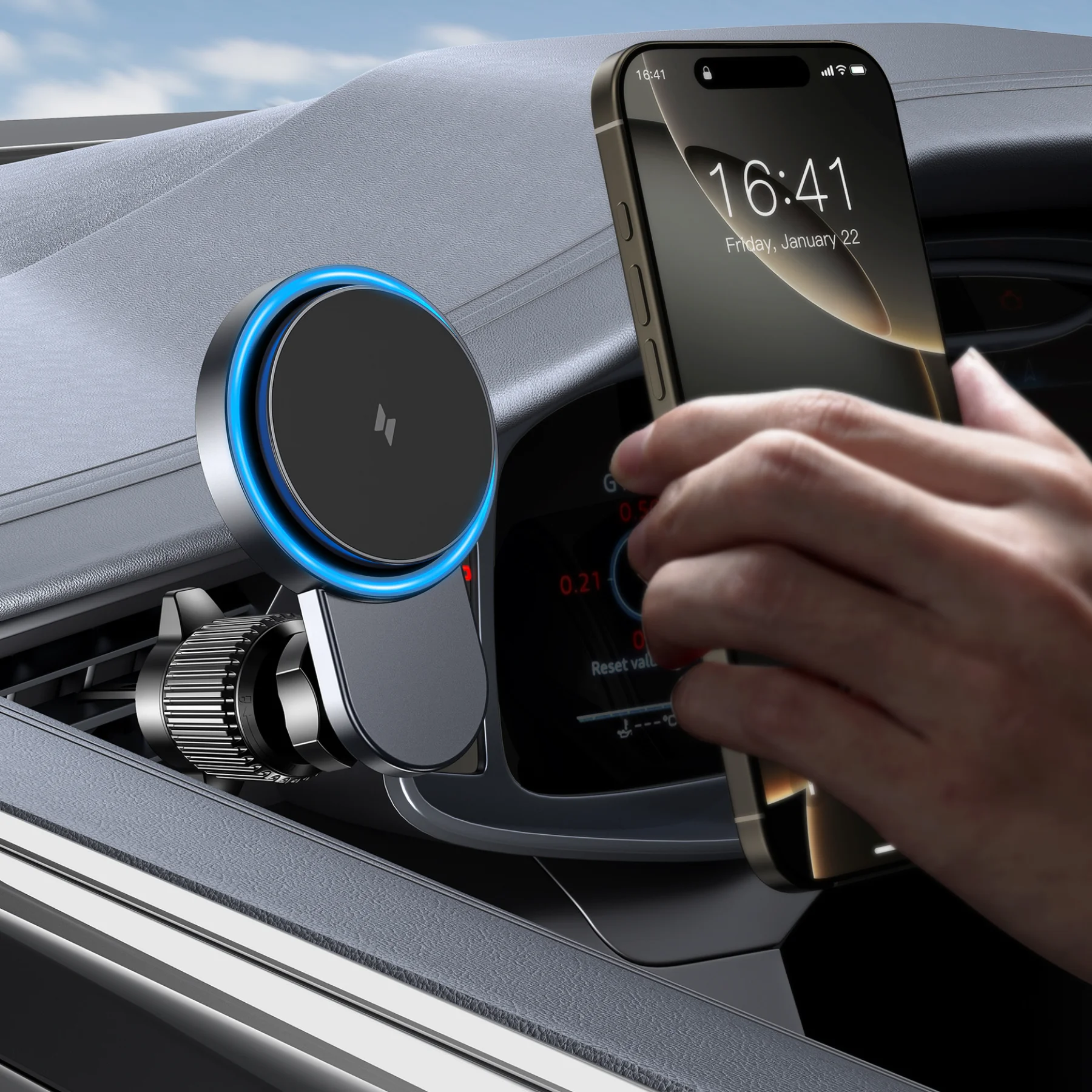 Cool & Stable MagSafe Car Charger: 15W Fast Charge with Fan Cooling System - No Overheating, No Shaking, Secure Grip