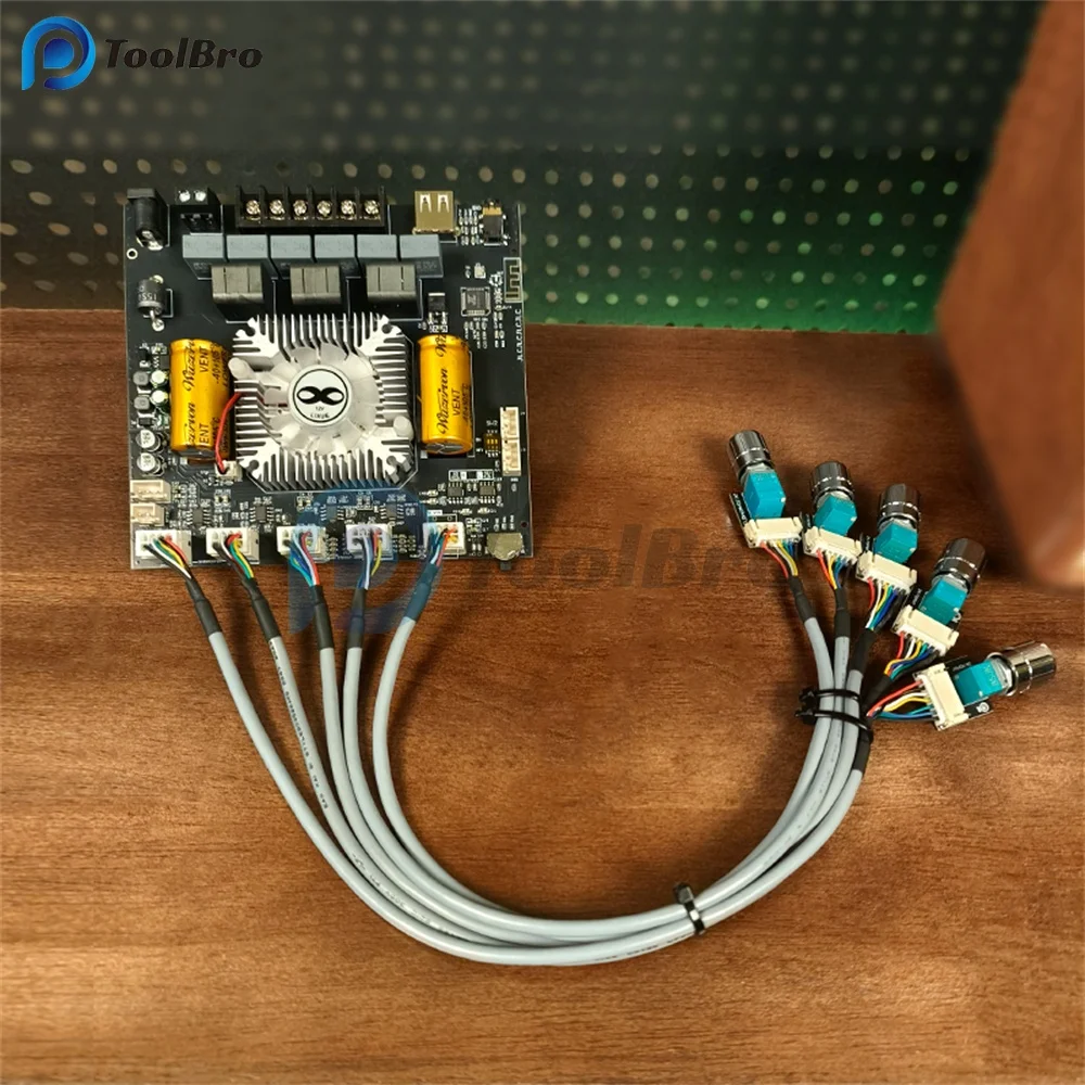 

APP Control DC 16-38V 10A 2.1CH TPA3255 Digital Power Amplifier Board 220W*2+350W AUX U-Disk Bluetooth 5.1 for Subwoofer Speaker
