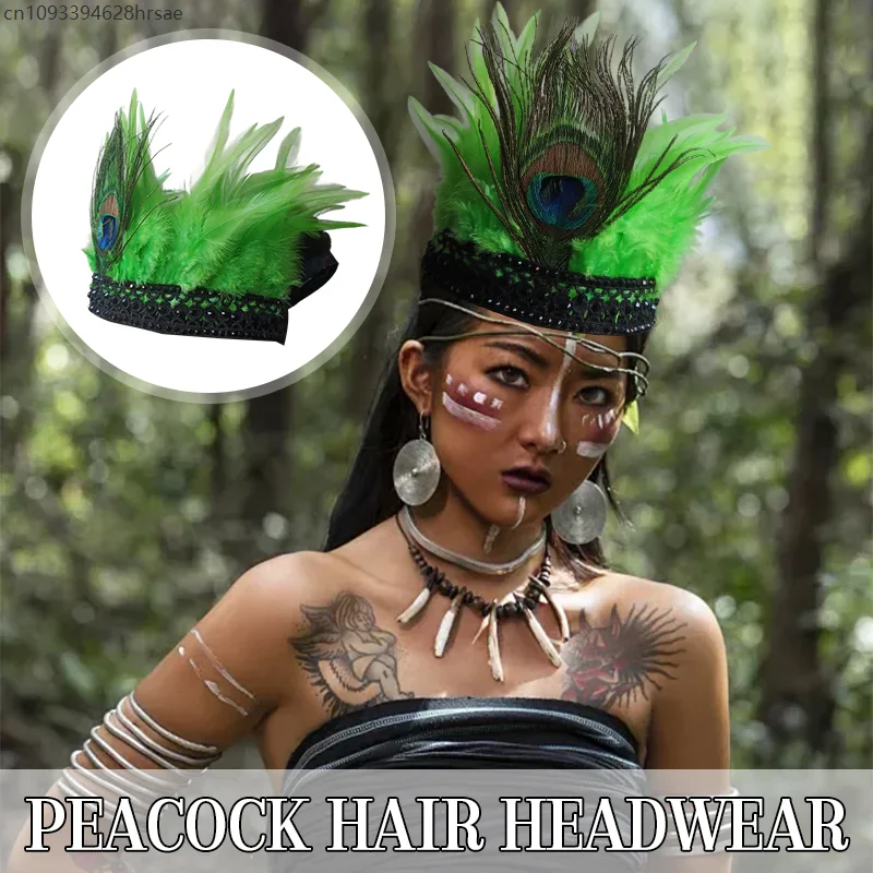 

Indian Chief Hat Stage Performance Headwear Feather Headdresses Festival Fancy Hair Crown Dancing Stage Catwalk Hairband