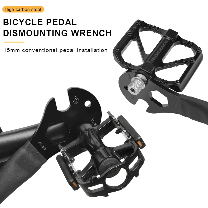 Bicycle Pedal Wrench Extra Long Handle Sturdy Durable 15mm Bike Pedals Install Removal Repair Tool Multifunctional Repair Wrench