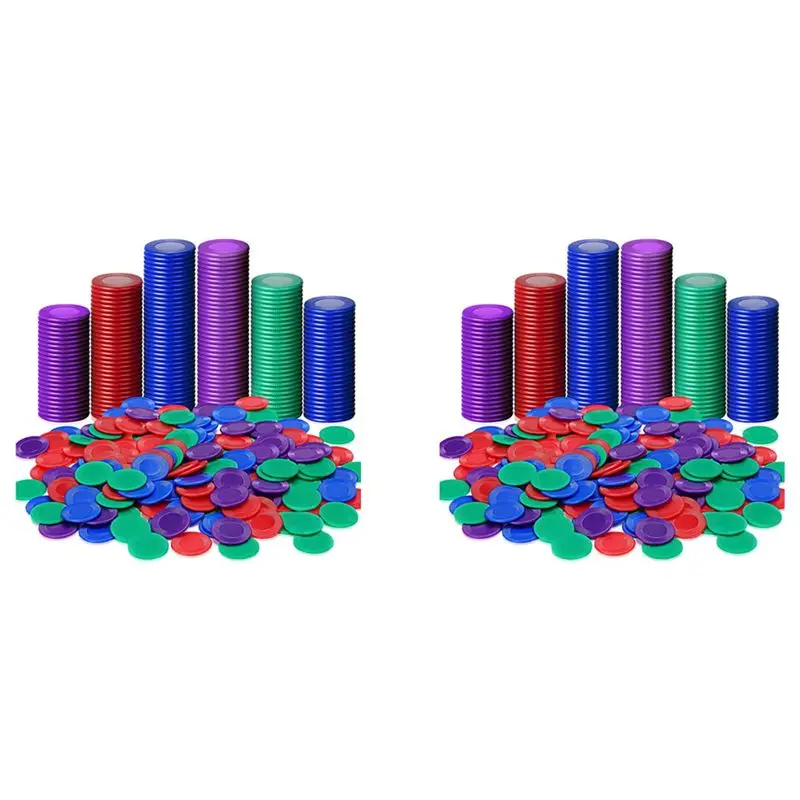 XSXS-800 Pieces Plastic Poker Chips Game Chips 4 Colors Counter Card For Game Playing Counting Bingo Game Chips Card, 1