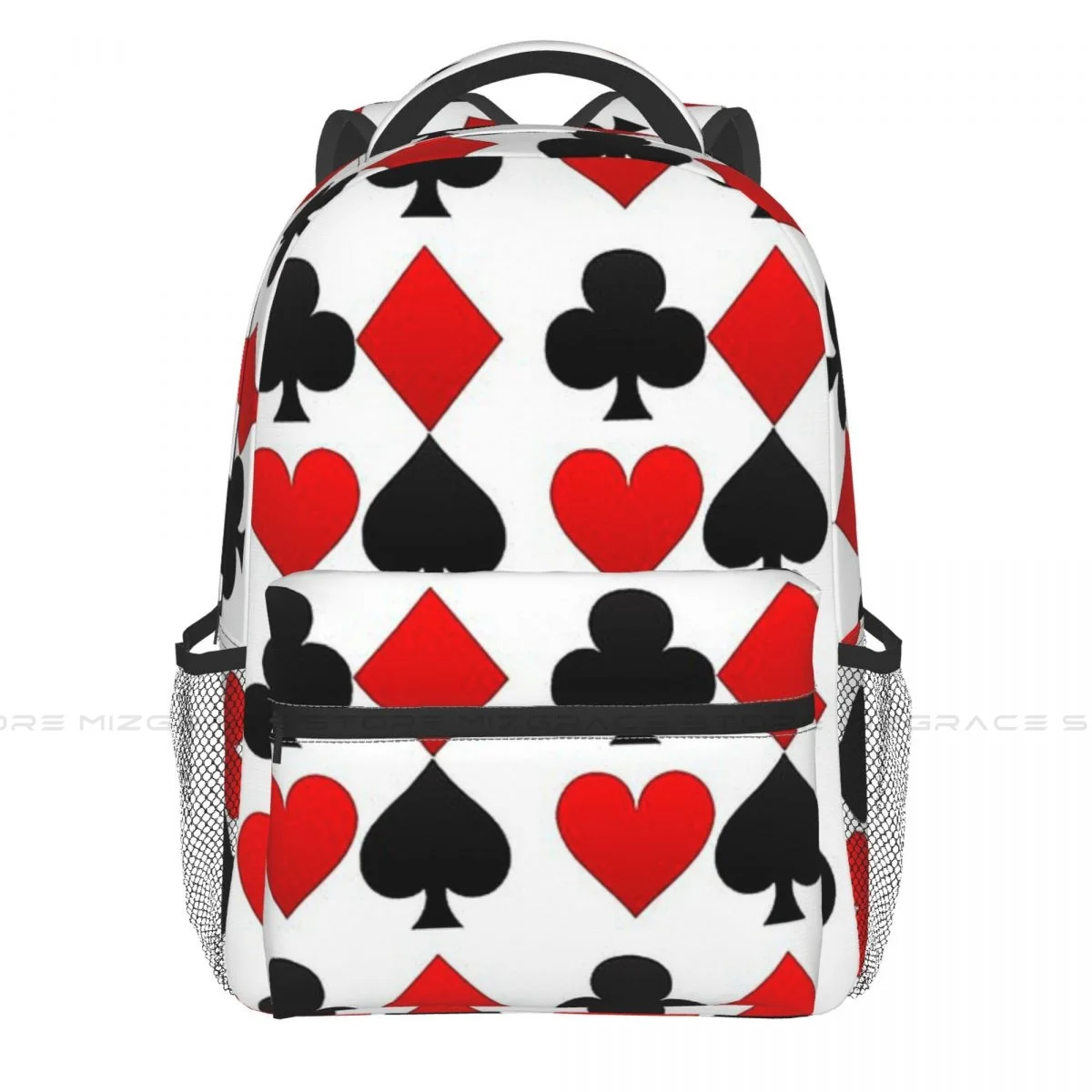 

Hearts Diamonds Clubs Spades Playing Card Students School Bags Boy Girl Fashion Teens Books Backpack Soft Rucksack Unisex