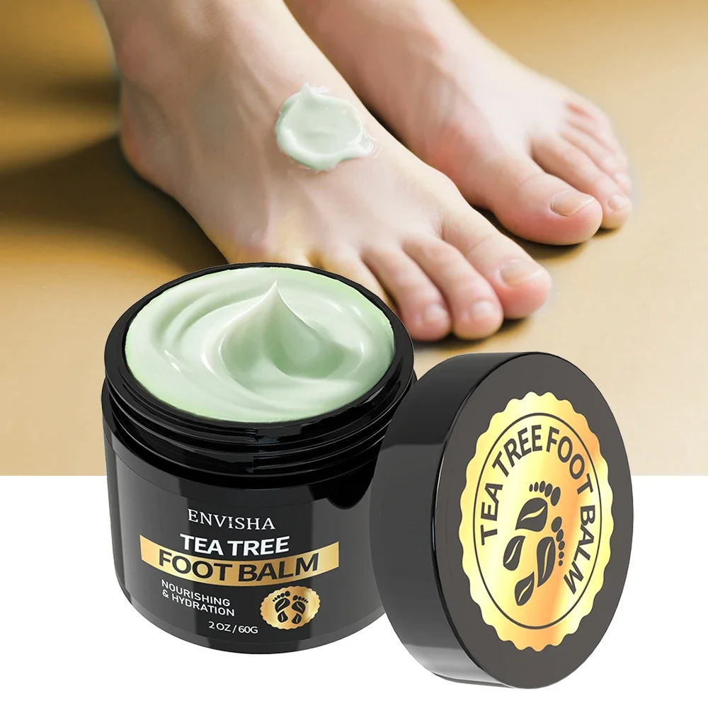60g Teebaum-Fußpflegecreme, Maske für rissige Fersen, Hautglättung, intensive Feuchtigkeitspflege, Hornhautentferner, Reparatur, Anti-Trocknungs-Peeling – Detail 2