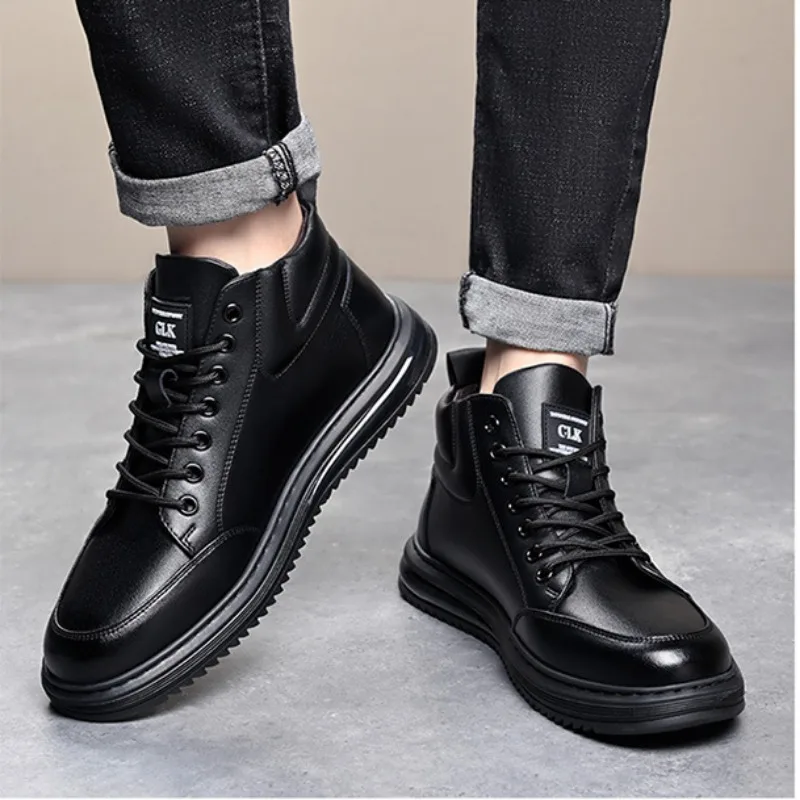 Outono inverno plataforma de alta qualidade tênis masculinos designer de sola macia couro quente sapatos de algodão homem moda zapatos para hombre