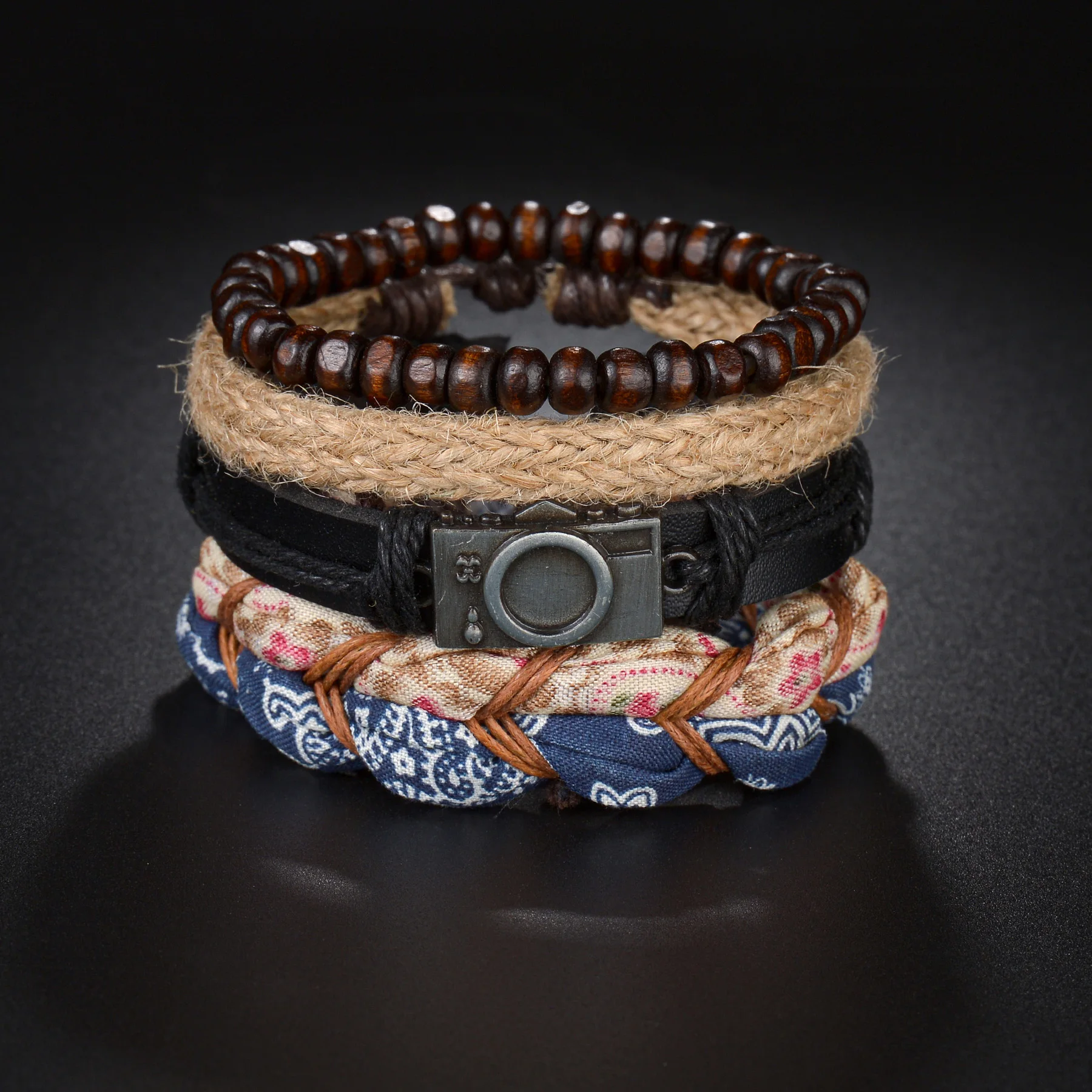 MeMolissa 2023 New Fashion Braided Wrap Leather Bracelets for Men High Quality Vintage Charm Wood Beads Ethnic Tribal Wristbands