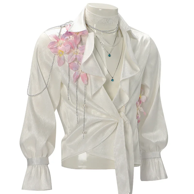 Game Love and Deepspace Cosplay Costume Xavier Zayne Rafayel Floral Shirts with Accessories Man Halloween Party Dress Up Clothes