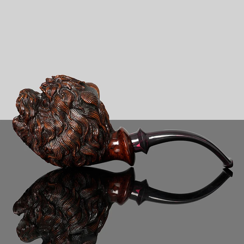 MUXIANG Briarwood Tobacco Pipe Hand-carved Pipe Big Dog Model Pipe Colored Cumberland Pipe Mouth 20mm Bowl Diameter