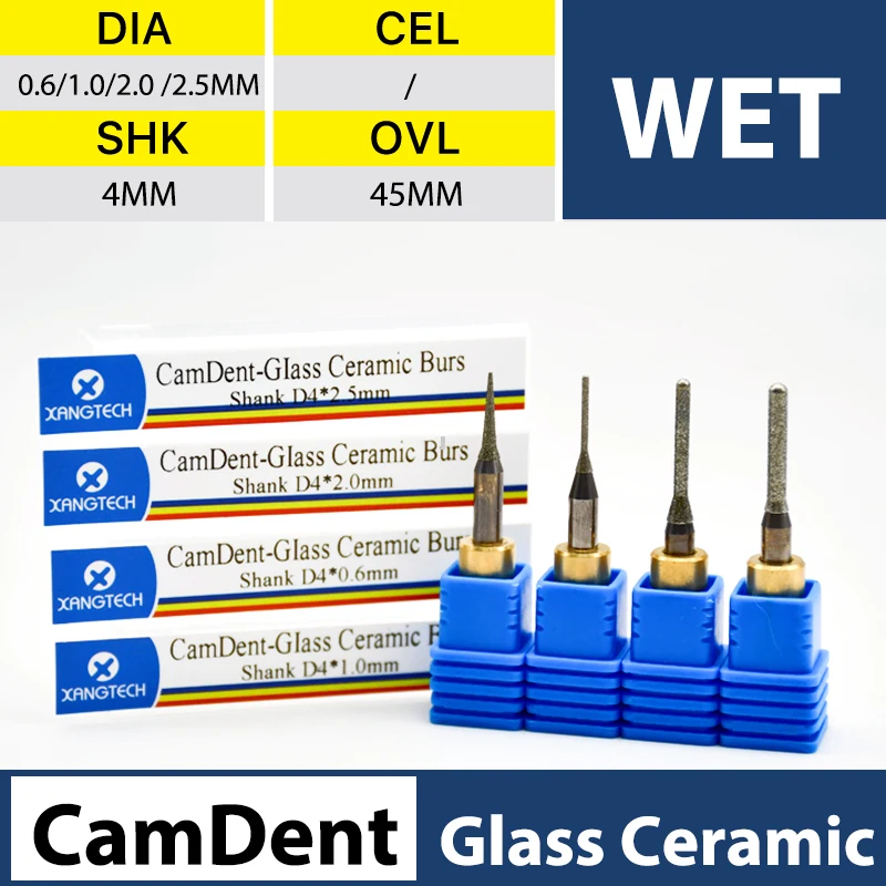 HIgh quality CamDent Glass Ceramic Wet Milling Burs  for Lithium Disilicate Blocks