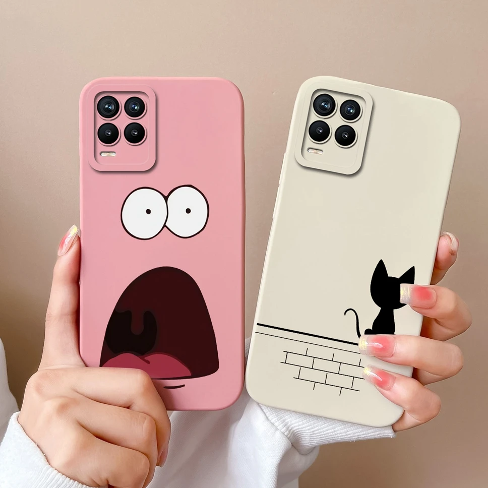 Cases For Realme 8 Pro 4G Shell Lovely Cartoon Astronaut Pattern Soft Liquid Silicone Phone Covers For Realme8 8Pro Fundas Coque