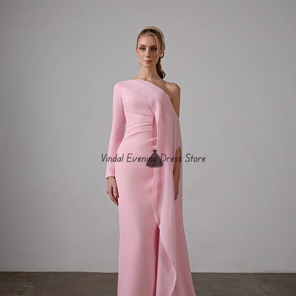 

Vindal Customized One-shoulder Pink Evening Formal Dress with One-shoulder Floor-Length Sujetador Incorporado Elegant Sexy 2025