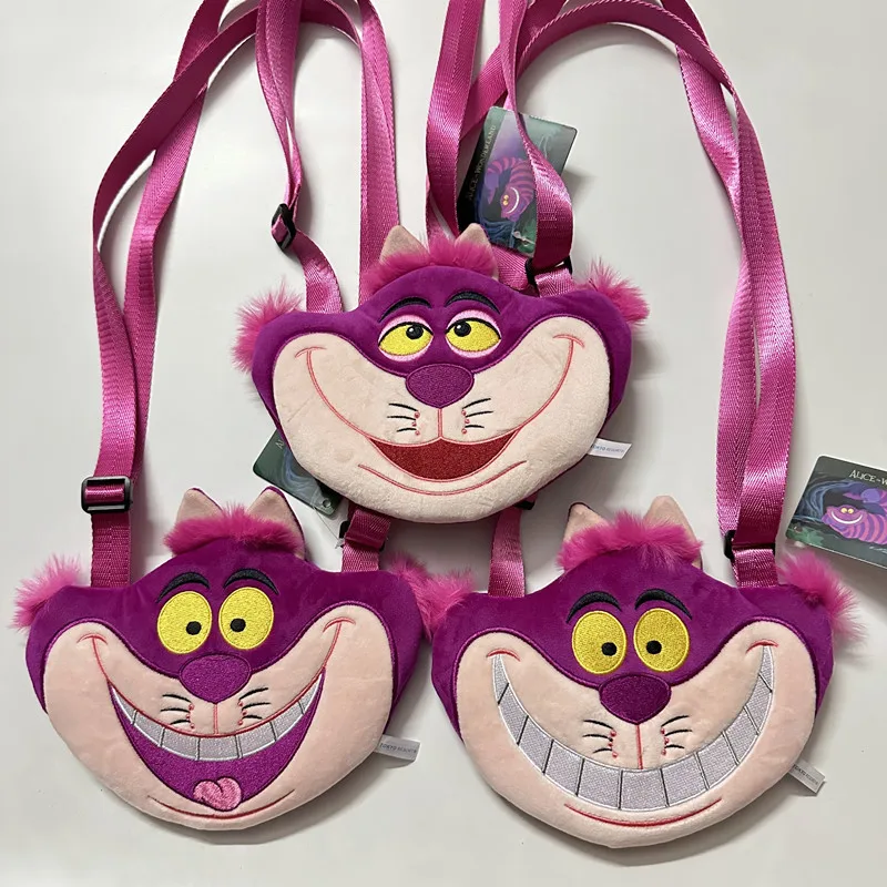 Alice el gato de Cheshire, bolso cruzado bonito de felpa para niño y niña, bolso de hombro para niños, monedero de dibujos animados de Anime, bolsa para teléfono, regalo
