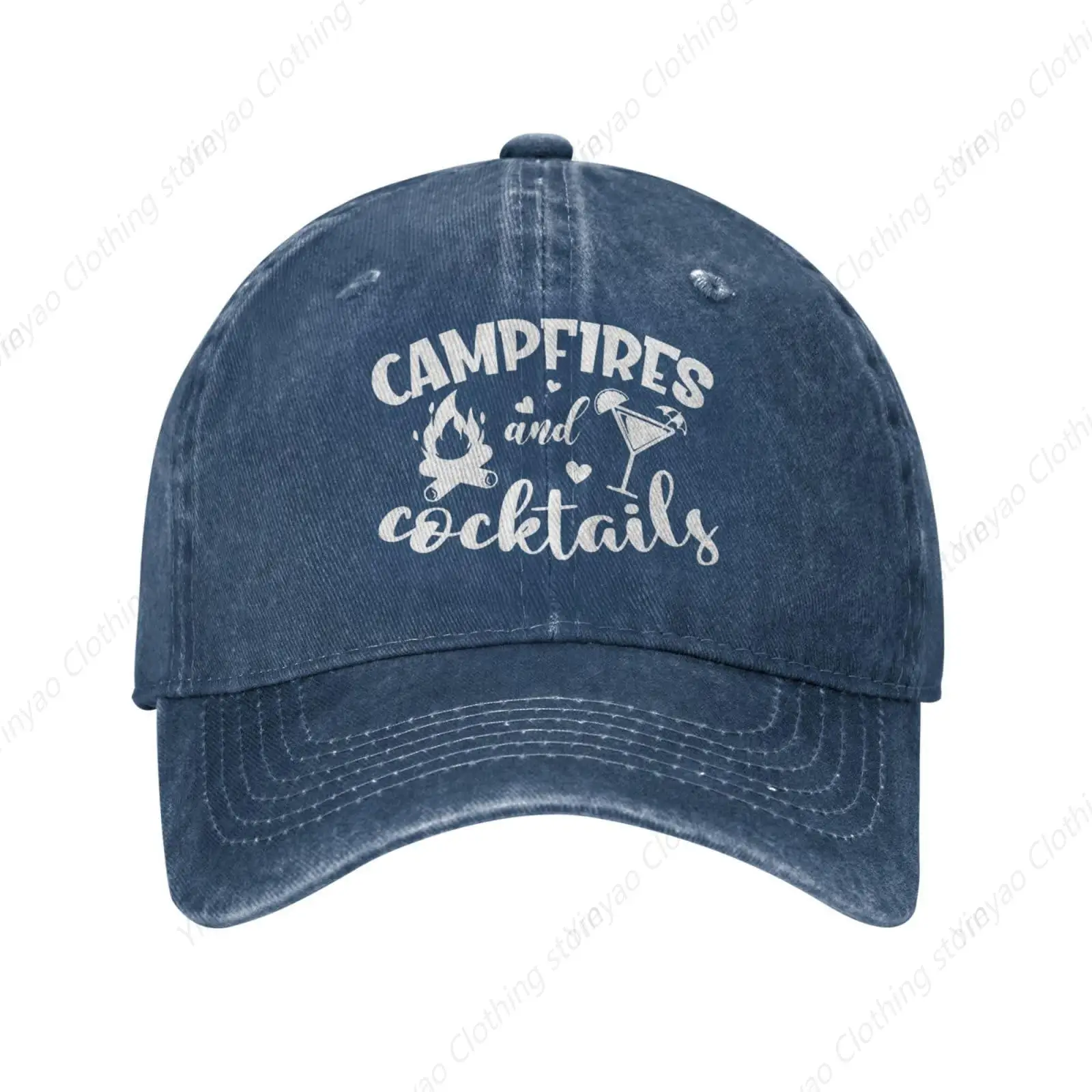 

Bonfire and Cocktail Cowboy Outdoor Sunshade Truck Hat Men's and Women's Adjustable Baseball Hat Cowboy Black