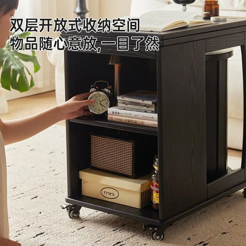 Multifunctional side table, solid wood movable and deformed integrated coffee table combination