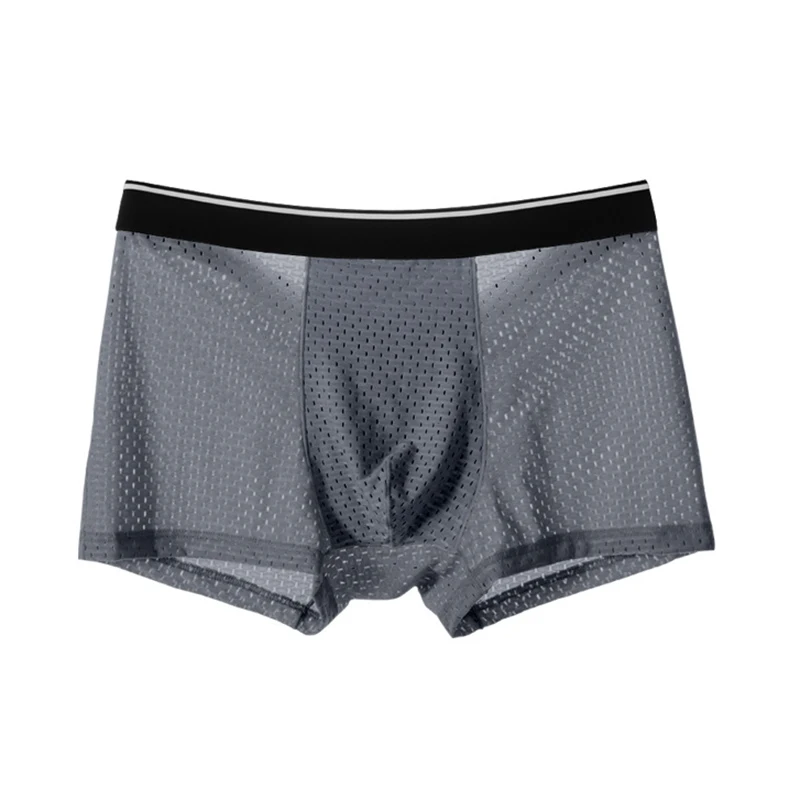 5pcs/set Men Underwear Male Breathable Men Underpant Men\'s Ice Silk Boxer Short Mesh Sexy Square Corner Pants for men\'s Shorts