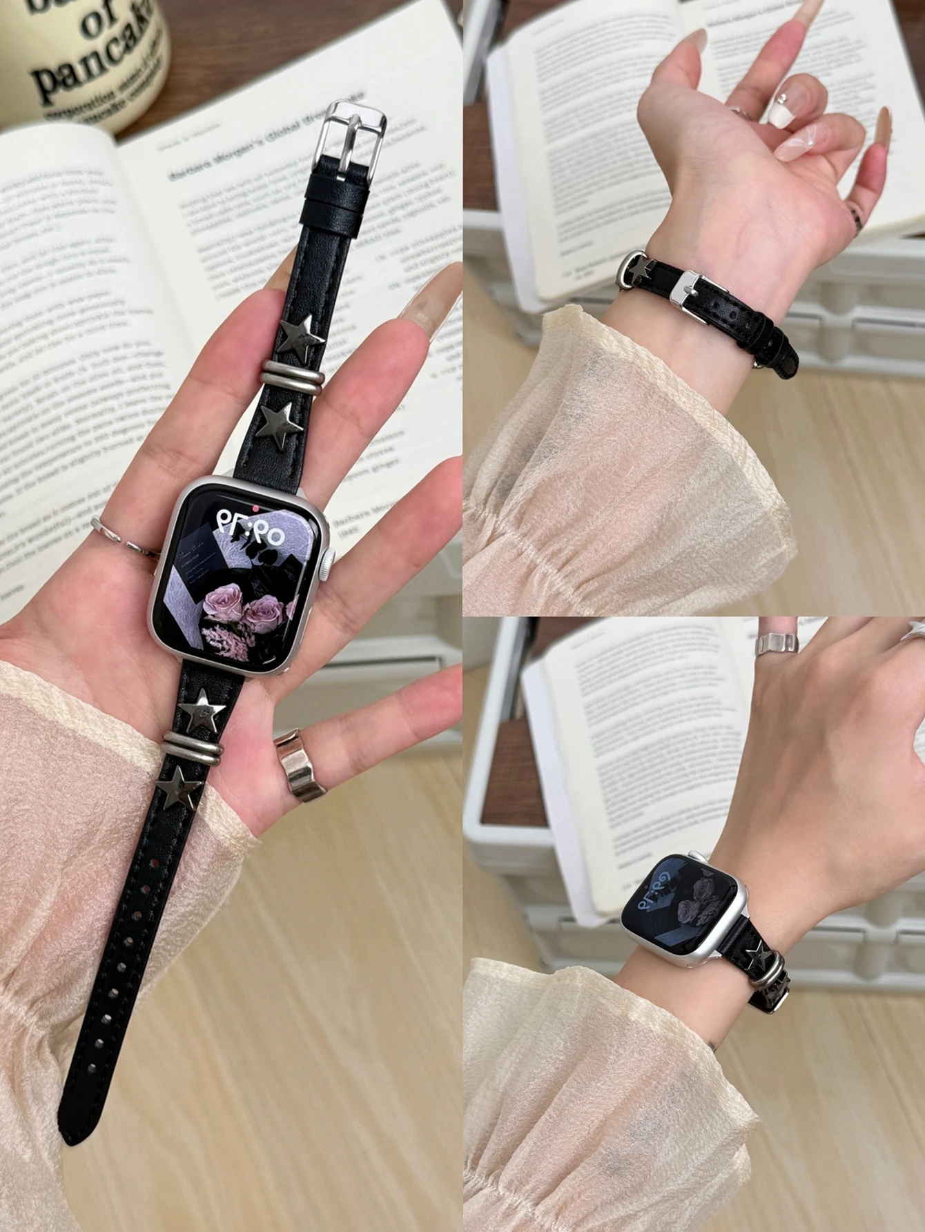 

Retro punk strap suitable for Apple Watch band series Ultra 10/9/8/7/6/5/4/3/2/1 SE leather loop 38mm 40mm 41mm 42mm 44mm 45mm