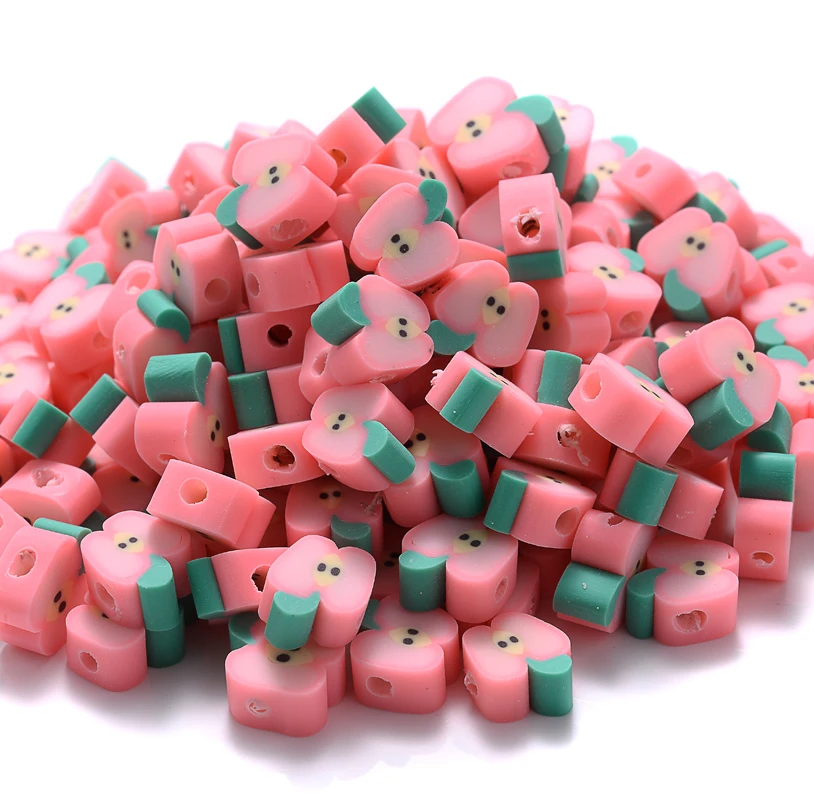 50-150Pcs/Pack Polymer Apple New Fruit Shape Clay Beads Loose Spacer Beads For DIY Making Jewelry Findings Bracelet Accessories