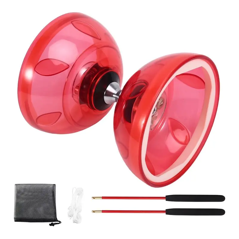 B78B-ฟิตเนส ไดอาโบโลแบบสามลูกปืน หัวคู่ สำหรับเล่นกลางแจ้ง พร้อมไฟ สำหรับเล่นไดอาโบโล โยโย่ สำหรับผู้สูงอายุ B