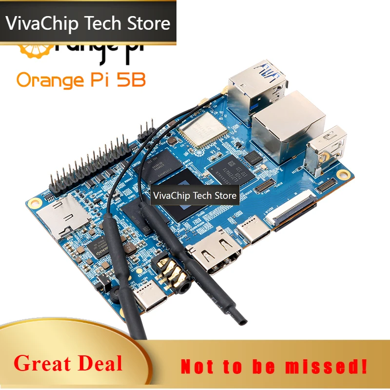 VivaCTOrange Pi 5B 16G256G+5V4A Type-C Power Supply+Metal Case,RK3588S WIFI+BLE Mini PC Orange Pi 5 B Single Board Computer Kit