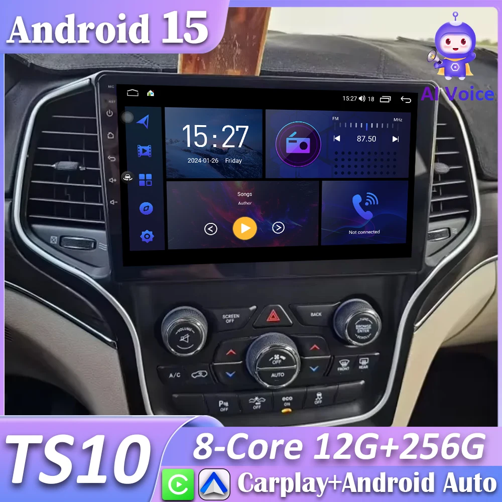 

Для Jeep Grand Cherokee WK2 2014-2022 Автомобильный радиоприемник Видео Carplay Android 15, экран GPS-навигации, Android Auto, авторадио 2K без 2din