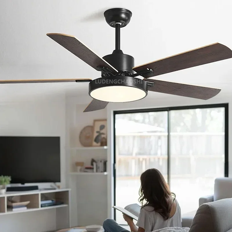 52 Inch Ceiling Fan with Lights, Remote Control, Living Room, Dining Room, Bedroom, Timed, Reversible Electric Fan Lighting