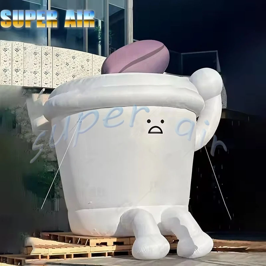 Customized giant inflatable cartoon coffee cup doll,inflatable drink cup,outdoor activities decoration advertising props