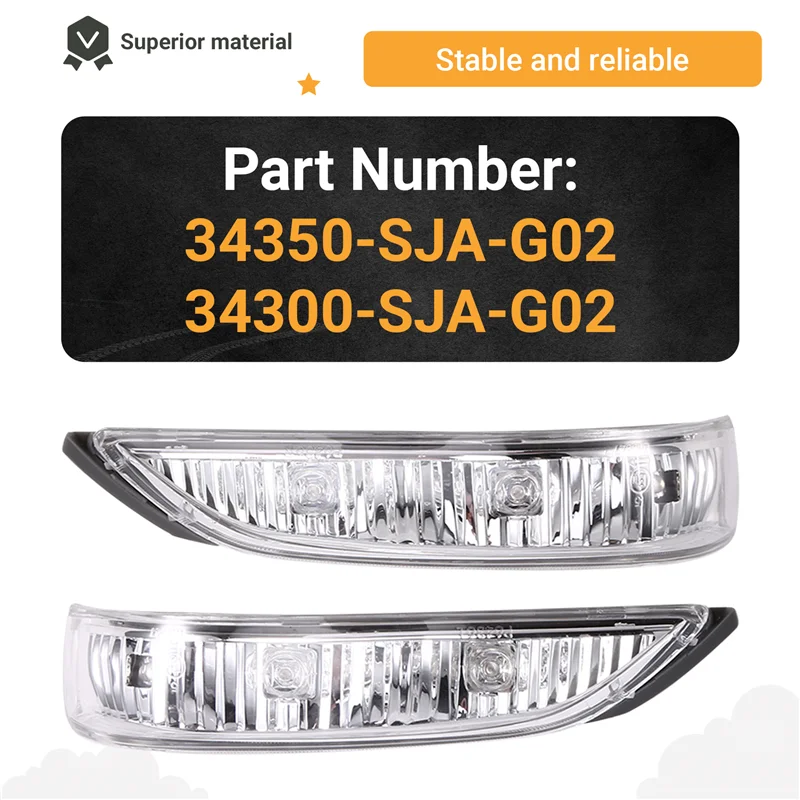 A58X-لهوندا أكورد 2008-2013 متوافق LED عكس مرآة ضوء سيارة مرآة الرؤية الخلفية بدوره إشارة 34350-SJA-G02 34300-SJA-G02 #4