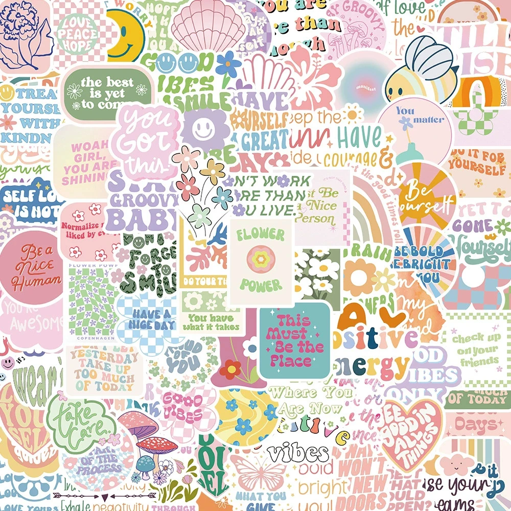 

10/30/50/100pcs Pink INS Aesthetic Inspirational Quotes Stickers for Skateboard Laptop Suitcase Guitar Cute Cartoon Sticker Pack