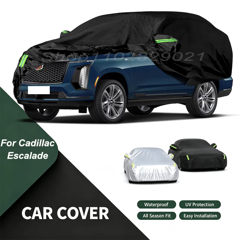 Full Car Cover For Cadillac Escalade All Weather Outdoor Snow Sun UV Dustproof with Reflective Strips Wind Straps