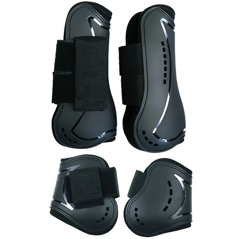 2/4 قطعة أحذية الساق الحصان قابل للتعديل الجبهة الخلفية الساق الأحذية بولي Neoprene الخيول الجبهة الندية واقي الساق حماية وتر الفروسية