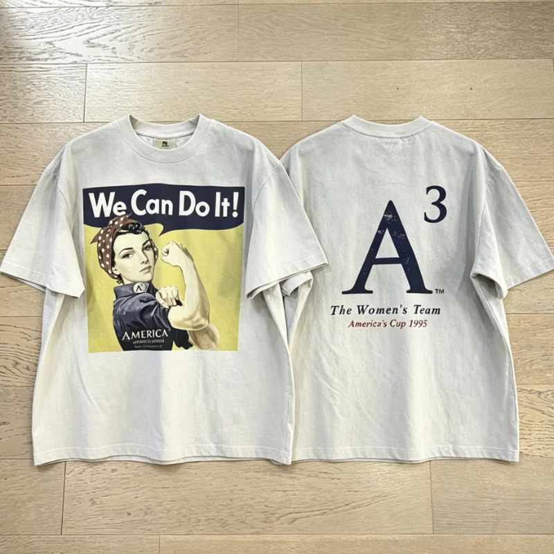 

2026ss Vintage T Shirts Men Women Oversized We Can Do It SAINT Print Casual T-Shirt Streetwear
