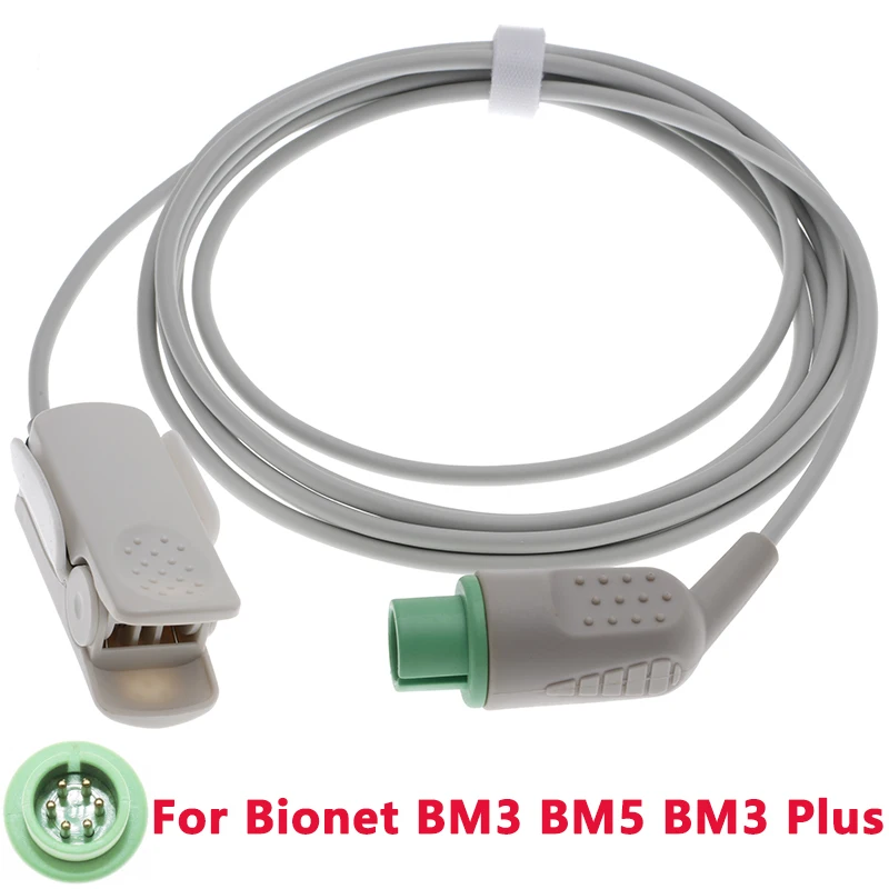 

Compatible Pulse Spo2 Sensor of Bionet BM3 BM5 BM3 Plus Monitor Oximetry Probe Cable Reusable Accessories Finger/Ear 6pin 3m.