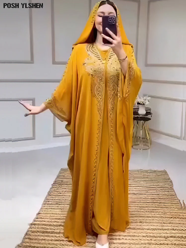 

Traditional Hooded Abaya African Dresses for Women 2023 Luxury Boubou Dress Africa Clothing Plus Size Dashiki Ankara Outfit Robe