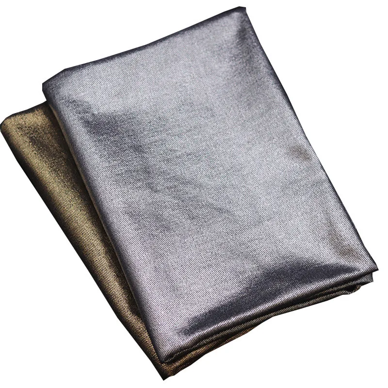 Bronzing Golden Denim Fabric Glitter Washed By The Meter Laser Silver Cloth For Clothes Coats DIY Sewing Plain Thickened Textile