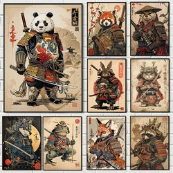 Ukiyo-e Japanese Retro Warrior Animal Portrait Posters Prints Canvas Painting Wall Art Picture Living Room Home Decor