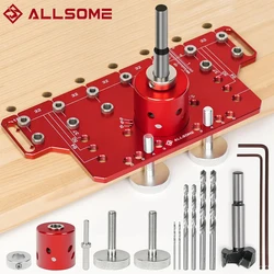 Allsome Shelf Concealed Hinge Jig , Aluminum Alloy Shelf Pin Drilling Jig with 35mm Hole Drill Bits, Cabinet Hardware Jig
