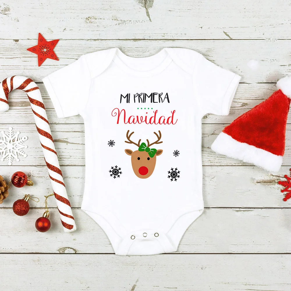 Mi 1ra Navidad Baby Rompers Merry Christmas Santa Cute New Year Clothes Boy Girl My First Christmas Jumpsuit Xmas Romper Outfit