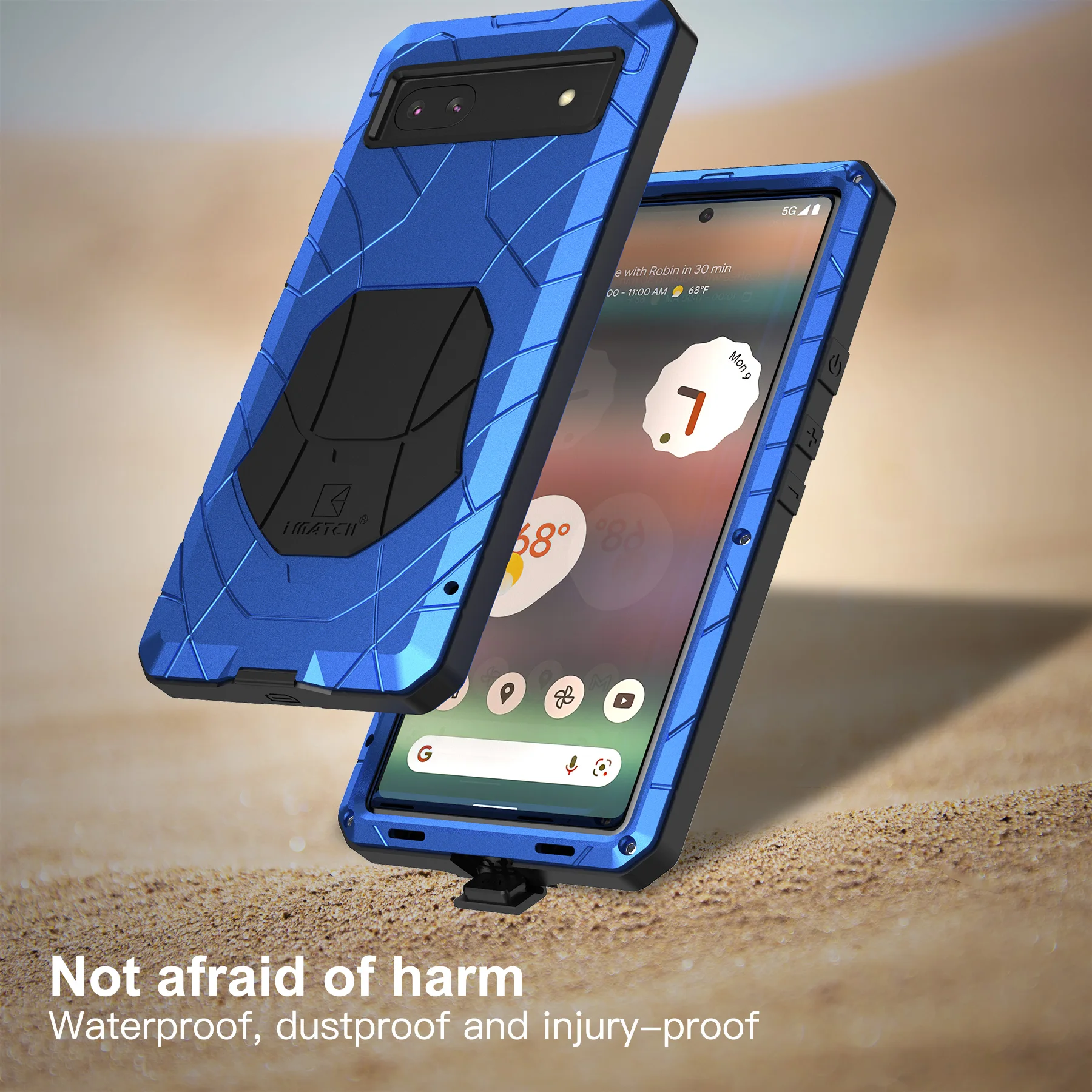 

For Google Pixel 6a Case with Tempered Glass Aluminum Metal Screen Protector Heavy Duty Protection Cover for Pixel 6a 5G 2022