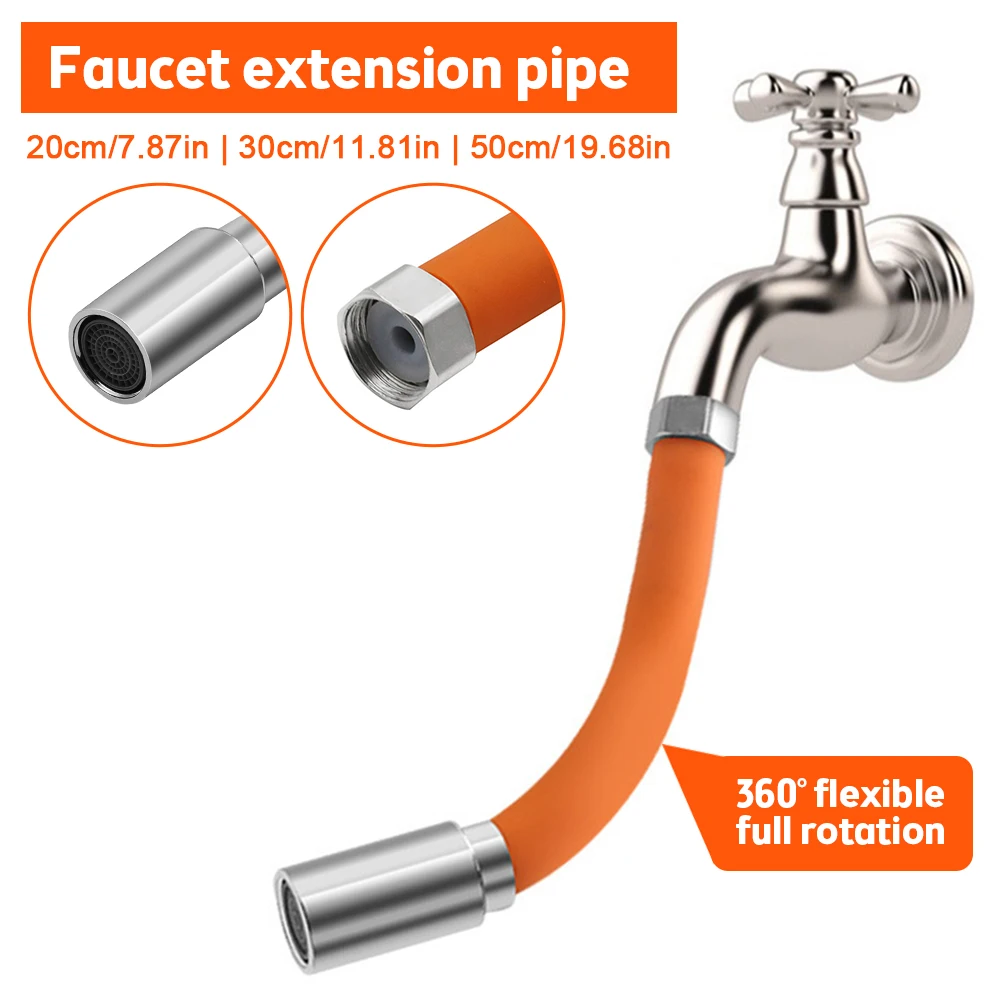 Kitchen Faucet Extension Hose Bathroom 360° Rotation Bending Faucet Extender Wash Basin Water Saving Tap Filter Extension Tube