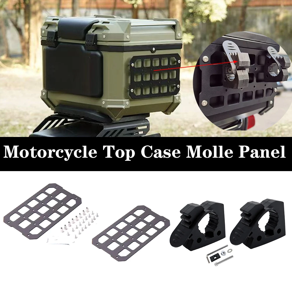 

Motorcycle Top Case Molle Panel For Trunk Storage Aluminum Alloy Waterproof Tactical /Universal Side Box Modular Organizer