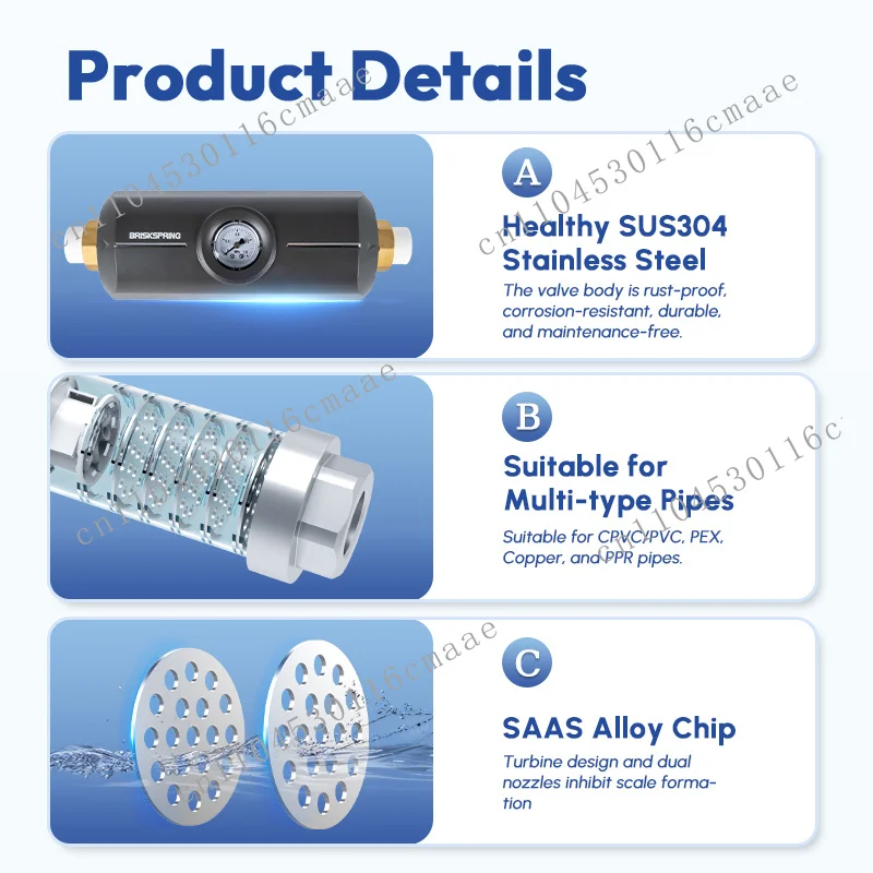 Y1 high flow (5T/H) self-driving stainless steel water softener descaling device salt-free rust-proof household