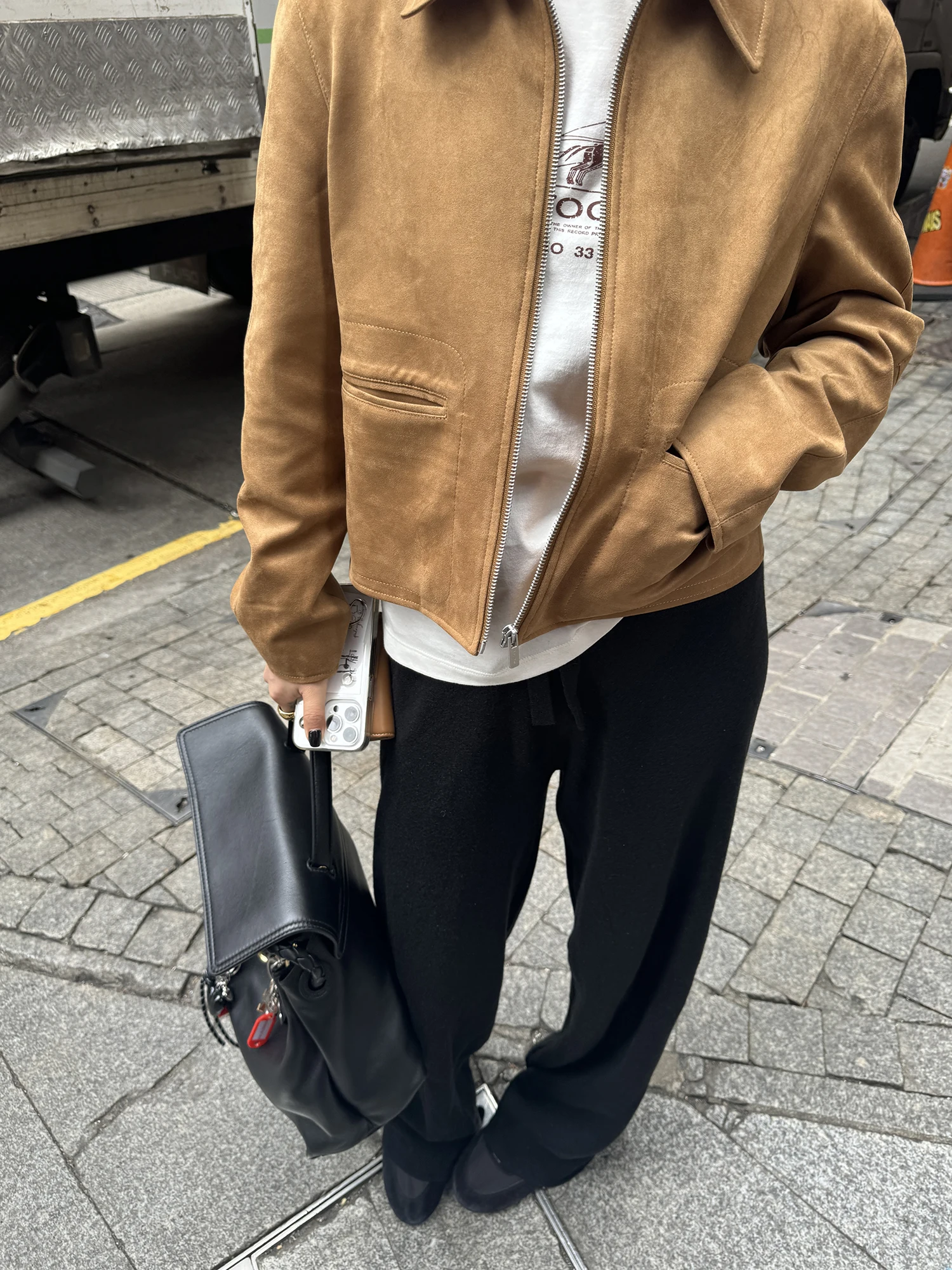 Wxlstudio ort couro pu jaet legal e sli casaco de motociclista feminino outono outerwear retro sle zíper corte reto