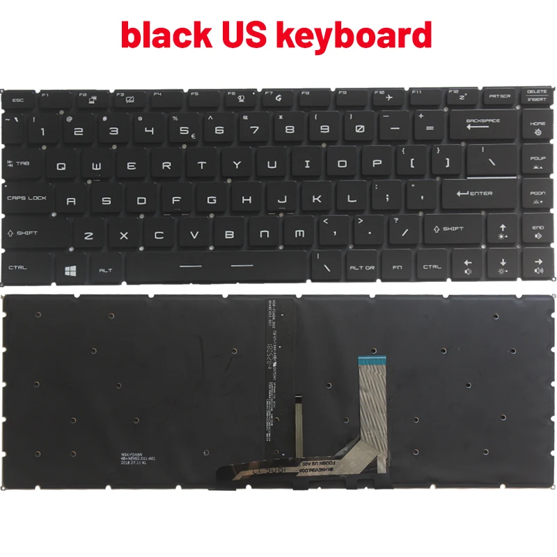 Imagem -06 - para Msi P65 P65 Creator 9se 9sf 9sg 8sd 8se 8sf Ps63 Moderna 8m Ps63 Moderna 8rc Russo Eua Espanhol Latino Teclado Laptop Retroiluminado