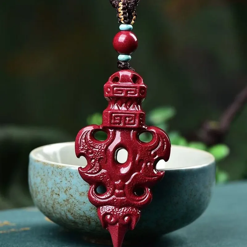 High-content natural mineral and purple sand vajra pendant necklace