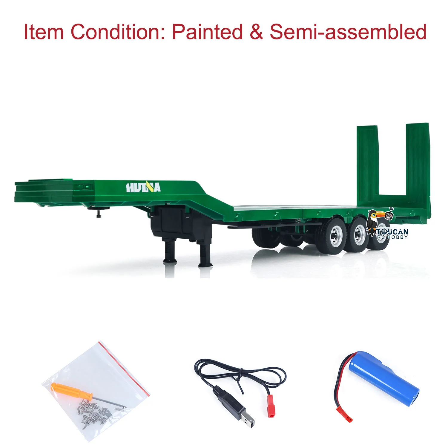 

1/18 HUINA Plastic Flatbed Semi Trailer 1502 for Radio Controlled Tractor Truck 1501 Electric Support Legs Battery No Light