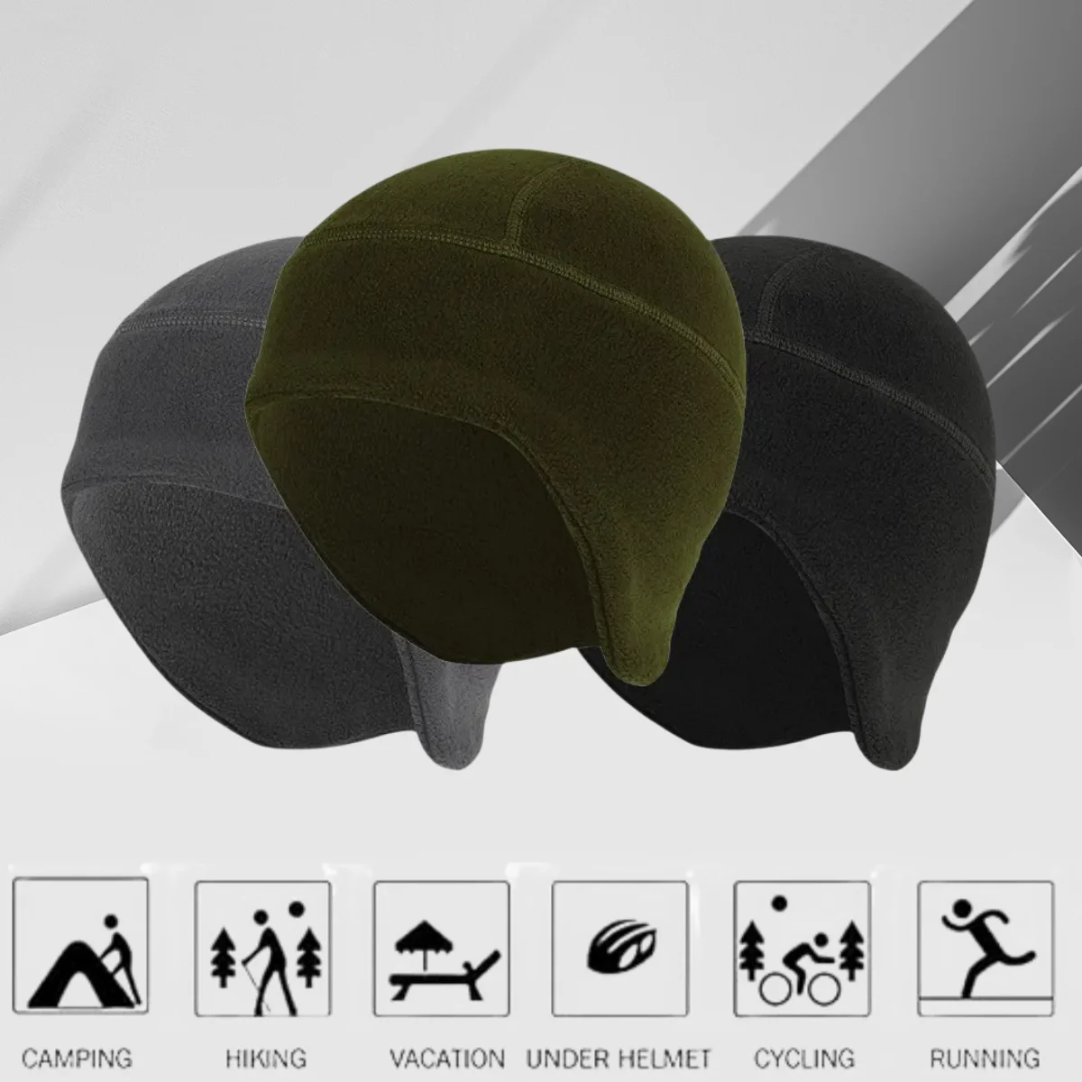 1PC Warm Beanie Earflaps Men and Woman - Winter Thermal Fleece Skull Cap - Under Helmet Liner Ski Cycling - Watch Cap